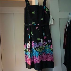 Floral print dress with straps & tie around waist